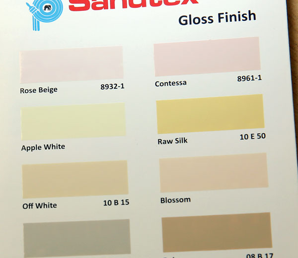Paint sample chips on a colour card